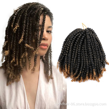 Ombre Spring Twist Hair 8inch Fluffy Crochet Braids Synthetic Hair Extensions Braids Kinky Curly Twists 30strands/pc Black Brown